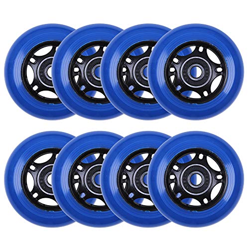 AOWISH 8-Pack 64mm Inline Skate Wheels 85A Inline Skates Replacement Wheel with Bearings ABEC-9 (Blue) - Thumbnail 2