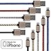 Lightning Cable for iPhone 5 Pack Braided (3.3 Feet) in Black, Red, Blue, White and Gold - Cable w/ Lightning Connector - Lightning to USB cable / Cord for iPhone Compatible with iPhone 6 & 5