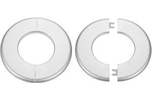HARFINGTON 2pcs Wall Split Flange 64mm/2.5" Self-Adhesive Plumbing Cover Plates ABS Plastic Round Escutcheon Plate Buckle Design for Water Pipe Bathroom Kitchen Decoration, Silver Tone