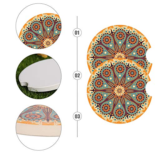 Small 2.56" Lemon Car Coasters 2 Pack,Absorbent Ceramic Coasters for Car,Auto Coasters for Cup Holder,Car Accessories Absorb Spills From Your Cup and Keep Cup Holders Clean and Dry.(Lemon)