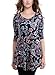 BAISHENGGT Women's Sleeveless Printed Flare Tunic Top Medium Navy
