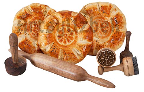 Uzbekistan-handmade-bread-stamp-set-of-two-for-Uzbek-flat-bread-157-inch-275-inch-diameter-lepeshka-bread-recipes