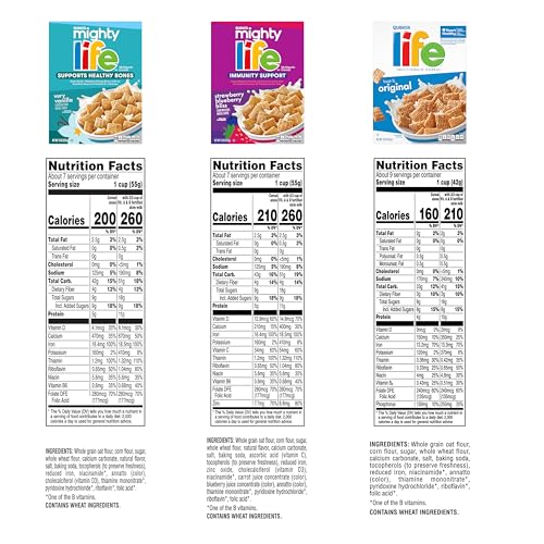 QUAKER MIGHTY LIFE MULTIGRAIN BREAKFAST CEREAL, 3 FLAVOR VARIETY PACK (3 PACK)
