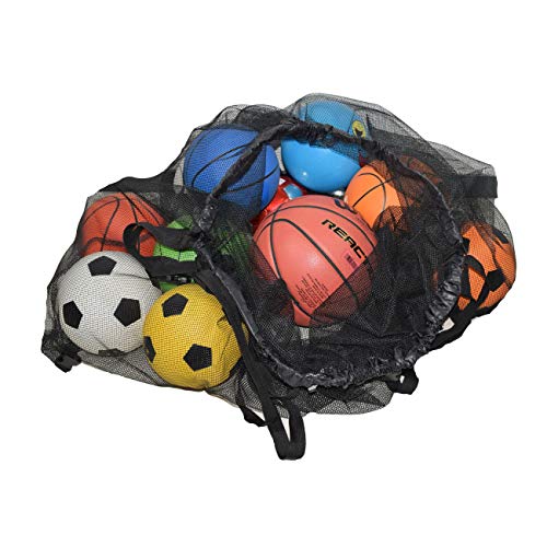 Sports Balls Storage Bag,Pool Storage Bag,Jumbo Size Hanging Organizer Mesh Bag for Pool, Gym, Floats, Soccer,Basketballs, Kids Inflatable Toys, Swim Rings, Yoga,Garbage (Black-XXL)