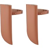 DELORIGIN 2Pcs Leather Flag Carrier with Stirrup Horse Flag Belt Holder Flag Carrier Pouch with Adjustable Stirrup Flag Boot for Horse Saddles Flag Pole Horse Training Flag Holder 2 x 7 Inch, Brown
