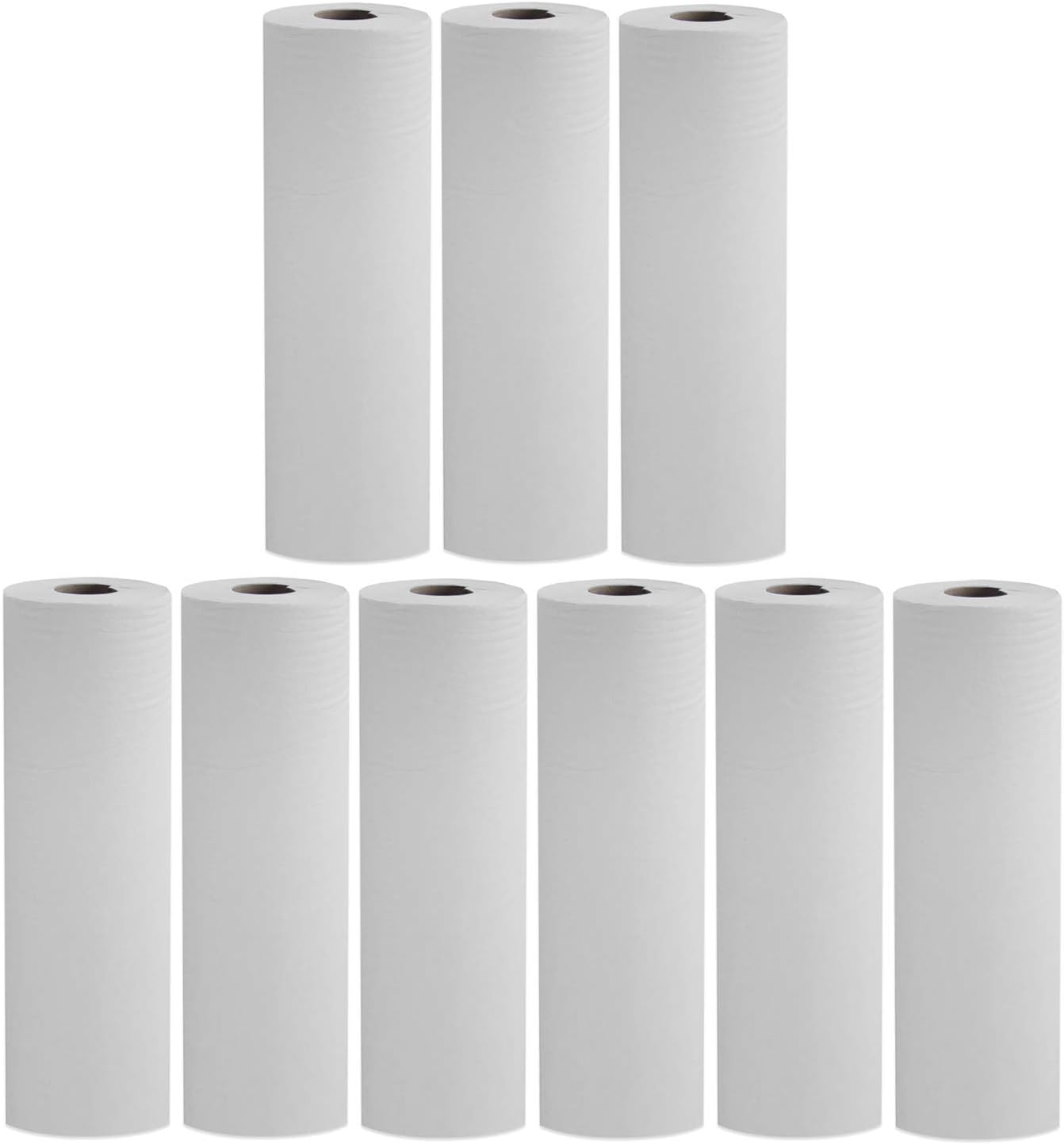 9 x White 2 Ply Hygiene Roll / Wipe. 48cm Wide x 50m Long (19" x 164') Desk Roll from Simply Direct