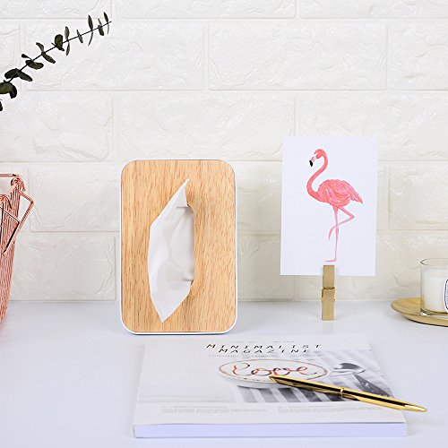 MEI YI TIAN ABS & Wood Paper Facial Tissue Box Cover Refill Holder for Bathroom Vanity Countertops, Desks and Tables, Modern Home Decor (1 Pack White)