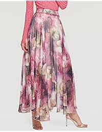 Vestido largo de gasa plisado con estampado floral, largo y largo