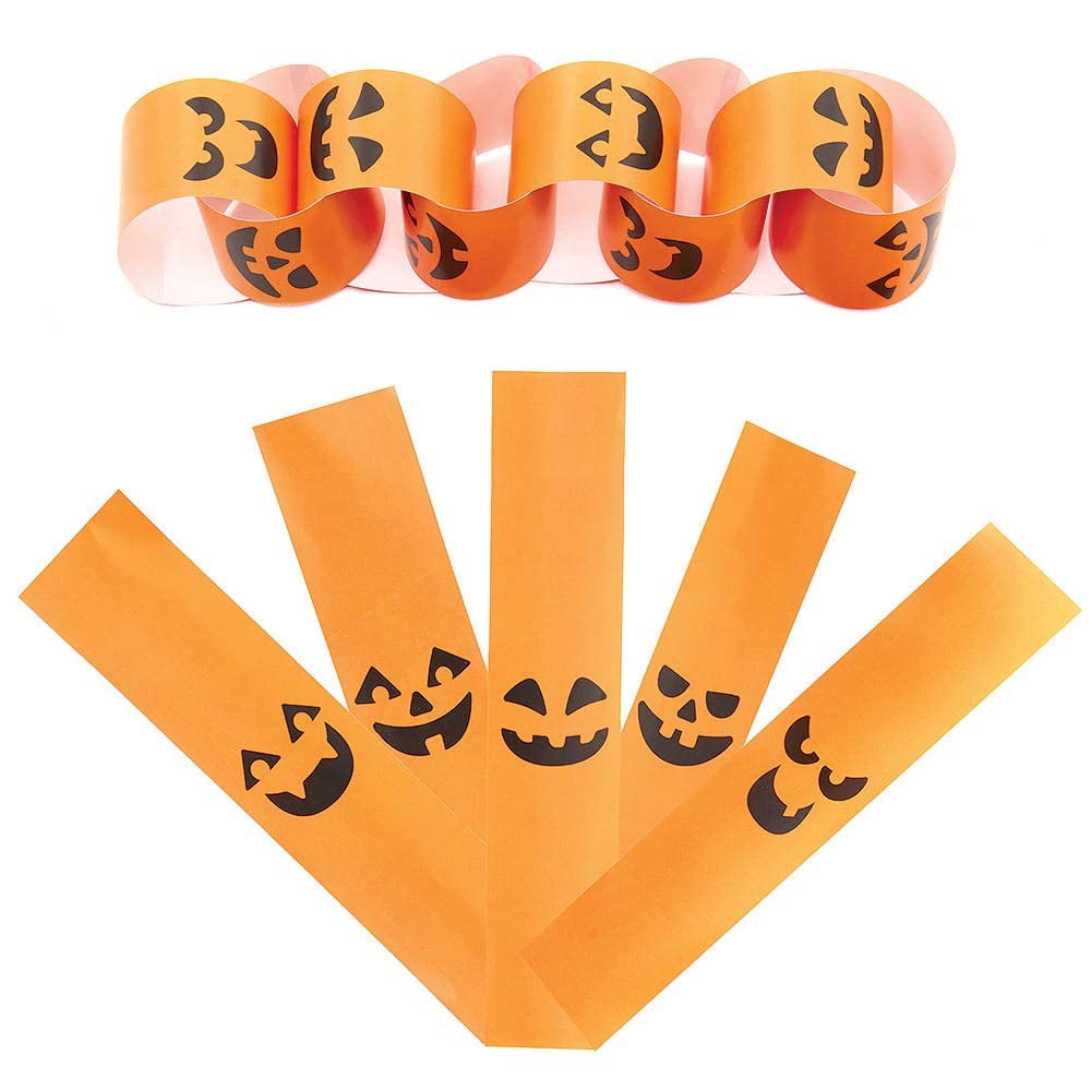 Baker Ross FX255 Pumpkin Paper Chains - Pack of 200, Halloween Decorations for Kids, Arts and Crafts Pumpkin Decorations