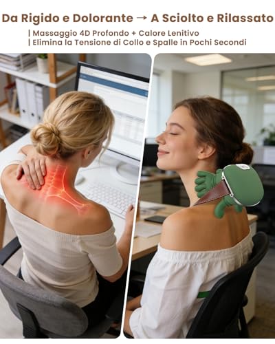 Neck Massager, 4D Shiatsu Bionic Back and Neck Massager, 4000mAh High Capacity Battery, 3 Intensity Levels, 2 Heat Zones, Deep Neck Massager for Pain Relief