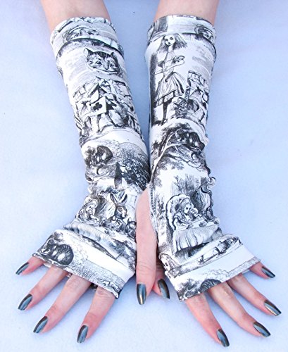 Alice Wonderland Gloves Mad Tea Party Arm Warmers Cosplay