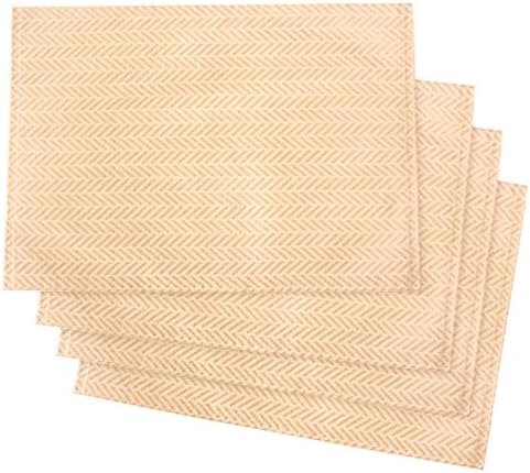 Cleib herringbone pattern and water-repellent mats 4 piece sets about 32x45cm beige FS006