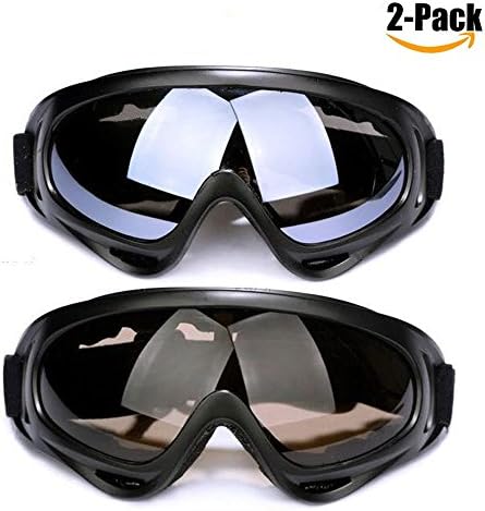 Skiing Goggles with UV Protection, Snow Goggles with Windproof and Dustproof for Kids, Boys & Girls, Men & Women, Suitable Anti-Glare Lenses for Riding, Sledding, Snowball Fights (Pack of 2)