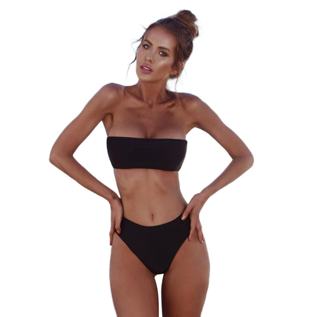 Women Strapless Bikini Set Bandeau Swimsuits Two Pieces Bathing Suit