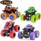 taessv Monster Truck Toys - Friction Powered Toy Cars Push and Go Vehicles for Kids Best Christmas Birthday Party Gift for Boys Girls Aged 3 and Above 4-Pack