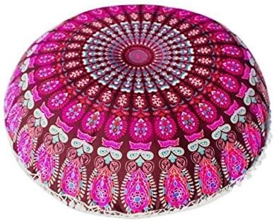 Devanshi Art Creations lavender peacock Omber Bohemian Mandala Cushion Cover (32inches, Multicolour)