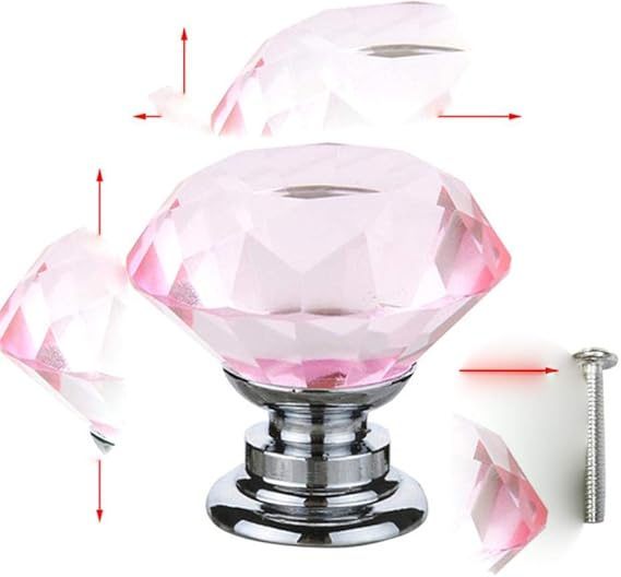 1/10 Uds Perilla de puerta de cristal con diseño de forma de diamante