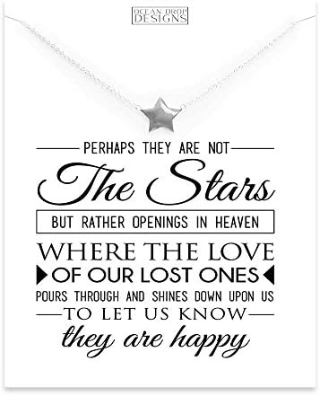 Silver Star Remembrance Necklace with Remembrance Quote, Silver Plated Star Pendant, 18" with 2" Extender Chain by Ocean Drop Designs