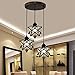 HAIXIANG 3-Light Modern Chandelier Moravian Star Pendant Light Mid-Century Ceiling Light Fixtures Glass Light for Bedroom Dining Room Kitchen Island, LED Bulbs Included