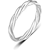 BoRuo Twisted Eternity Band - 925 Sterling Silver Rings for Women - Platinum Plated Over Sterling Silver Wedding Band For Women - Premium Quality Promise Rings For Her - Silver Rings For Women, 3mm width, Size 4-12