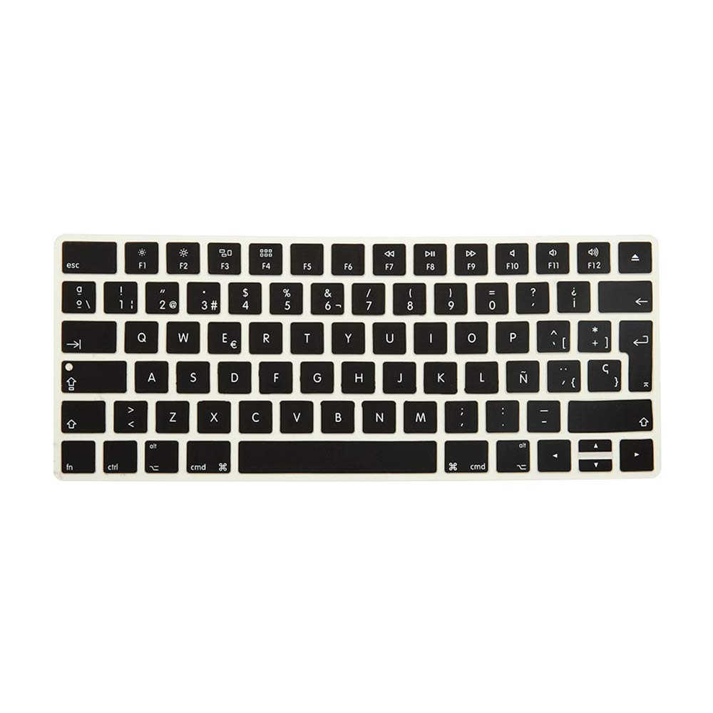 MMDW Premium EU Layout Spanish Ultra Thin Soft-touch Silicone Keyboard Protective Cover Skin Protector for Magic Wireless Keyboard MLA22L/A A1644 (2015 Released)-Black