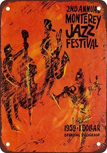 1959 Monterey Festival de Jazz, diseño clásico de reproducción Tin Sign – Placa de Metal 20,3 x 30,5 cm