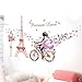 Yesurprise 3D Wall Decals Stickers Pink Paris Tower Butterfly Flower Girl Removable Kids Room Art Nursery Bedroom Home Decorations Large 23.6inch x 35.4inch