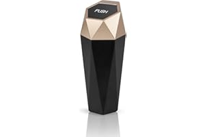SZEOF Car Trash Can with Lid,Portable Vehicle Auto Car Garbage Can,Diamond Design Mini Garbage Bin for Automotive Car, Home, Office, Kitchen, Bedroom(1 Pack,Gold)