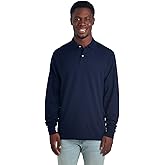 Jerzees Mens Men's Long Sleeve Polo Shirts, Cotton Blend, Two Button Closure, Regular Fit, Sizes S-2x