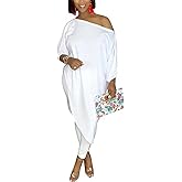 Chatinction Womens Casual 2 Piece Outfit Loose Off Shoulder Irregular Hem Tunic Top Bodycon Pants Tracksuits Set