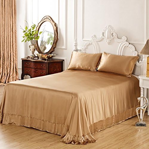 Satin bed sheets single,100% pure silk coverlet wrinkle resistant bed cover soft bedspreads queen king -I 63x91inch(160x230cm)
