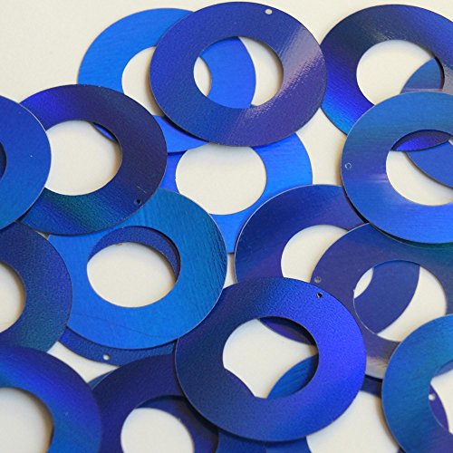 Blue Lazersheen Sequin Donut 1.5 inch Couture Paillettes. Made in USA. Loose sequins for embroidery, bridal, applique, arts, crafts, and embellishment