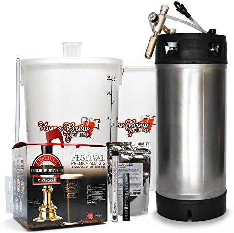 Home Brew Online Complete Starter Kit with Stainless Steel Keg & Festival Pride of London Porter