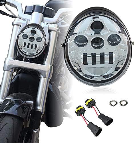 Vrod LED Headlight for Motorcycle VRSC VRSCA VRSCAW VRSCB VRSCF V-Rod VRod (Chrome)
