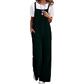 Happy Sailed Womens Corduroy Overalls Winter Fall Casual Sleeveless Adjustable Strap Wide Leg Long Pants Rompers