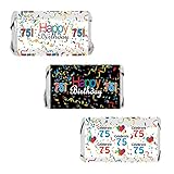 75th Birthday Party Favors - Miniatures Candy Bar Wrapper Stickers - Multi-Colored (54 Count)