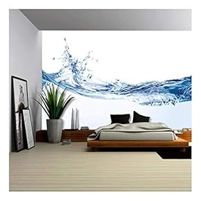 Water Splash. Close-Up of Water Splash Against White Background - Removable Wall Mural | Self-Adhesive Large Wallpaper - 66x96 inches