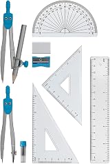 Linex Geometry Set 10-Piece with Self-Centring Compasses Blue Case view 3