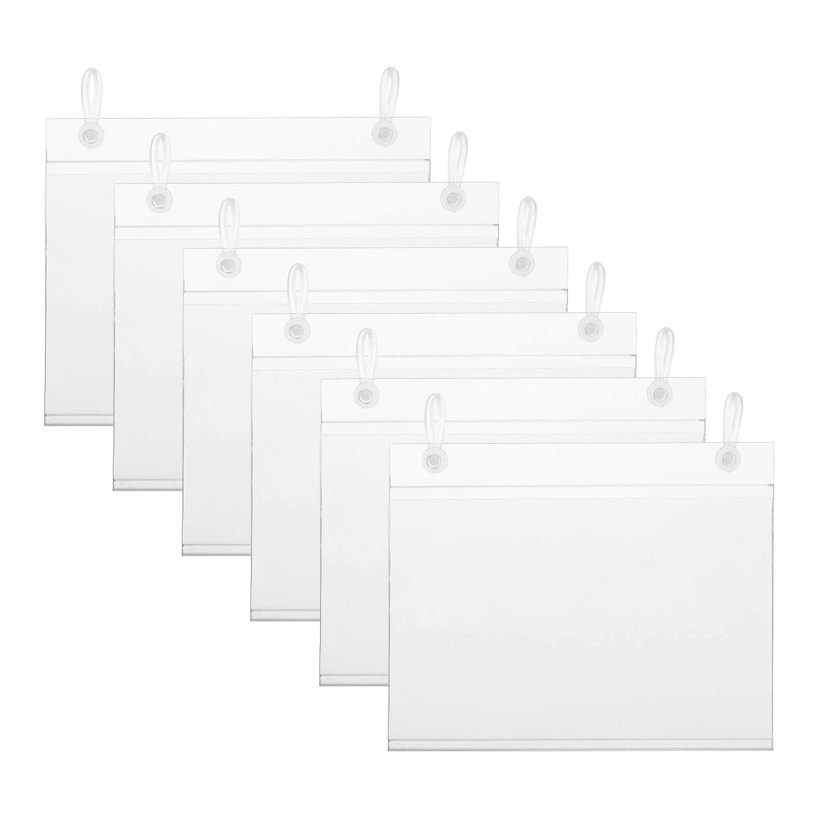 PATIKIL 4.7x3.8inch Plastic Basket Label Holders, 20 Pack Clear Basket Label Clips with Hanging Buckle Wire Shelf Label Holder Price Sign Label Display Holder for Retail Store Mark