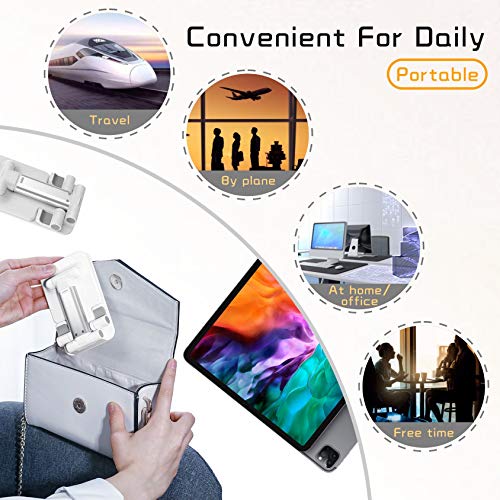 OHYGGE Adjustable Cell Phone Stand, Foldable Cell Phone Holder, Portable Desktop Tablet Stand, Compatible with iPhone/iPad/Kindle/Mobile Phone/Tablet, White