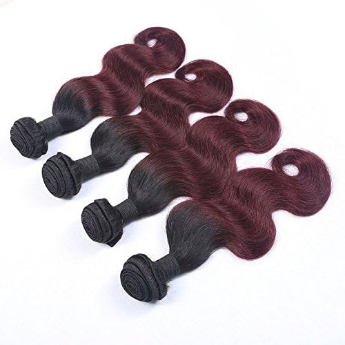 XMH Short Human Hair Extensions 12inch Virgin Hair Bundle Body Wave Two Tone Color Sew in Weave Hairstyles 3 Bundles For Full Head Ombre Color 1B/99J