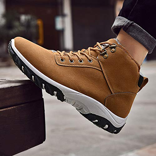 DondPO Men's Hiking Shoes Fashion Outdoor Sneakers Cotton Shoes Warm Waterproof Non-Slip Wear Sports Shoes Brown