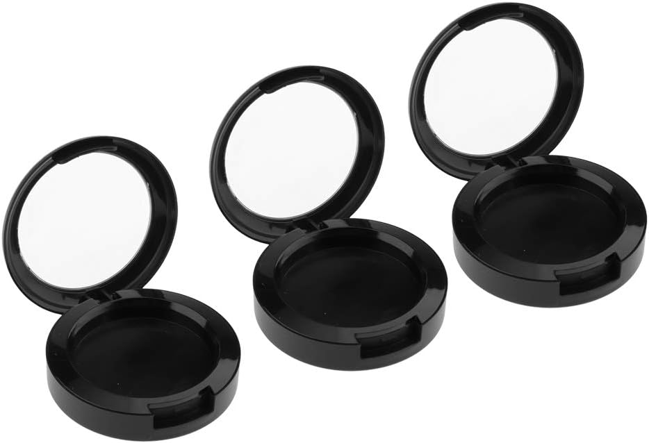 SaniMomo 3pcs Empty Refillable DIY Make-up Loose Powder Cases Containers Foundation Cosmetic Boxes, Black Color With Clear Lids