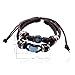 Lureme Blue Cracked Bead Charm Multi Strand Braided Leather Bracelet for Women Men 06000473-1