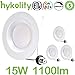 hykolity 5/6 Inch LED Recessed Downlight Retrofit, 15W LED Can Light Bulb, Baffle Trim, 1000lm 3000K Warm White LED Recessed Ceiling Light, CRI90, Damp Rated, Dimmable, ETL, 4 Pack