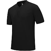 Rdruko Men's Golf Shirts Collarless Henley Dry Fit Athletic Casual Performance Blade Lightweight Polo T Shirts