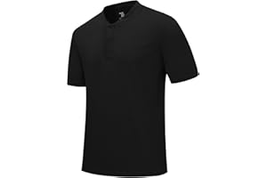 Rdruko Men's Golf Shirts Collarless Henley Dry Fit Athletic Casual Performance Blade Lightweight Polo T Shirts