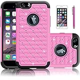 iPhone 6 Plus Case, Sparkle Shimmer Case for iPhone 6 Plus,EC™ Heavy Duty Shock Absorbing Dual Layer Studded Rhinestone Bling Hybrid Protective Case Cover for iPhone 6 Plus 5.5 (Pink)