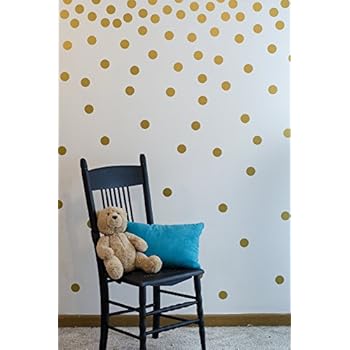Gold Wall Decal Dots (200 Decals) | Easy to Peel Easy to Stick + Safe on Painted Walls | Removable Metallic Vinyl Polka Dot Decor | Round Sticker Large Paper Sheet Set for Nursery Room (Metallic Gold)