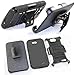 SOGA Hybrid Super Armor Cover Protector Case with Belt Clip Holster Kickstand for LG Ultimate 2 / L41C – Black / Black [SWG134]